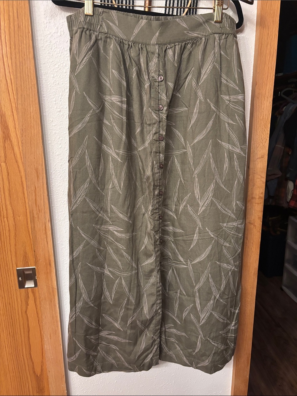 Prana Olive Green Printed Maxi Skirt